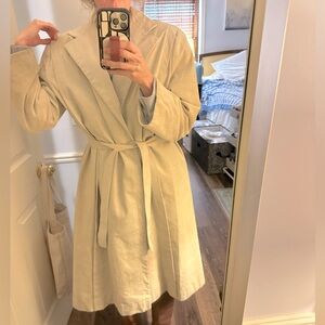 Vintage Suede Oversized Robe Trench Coat in Cream